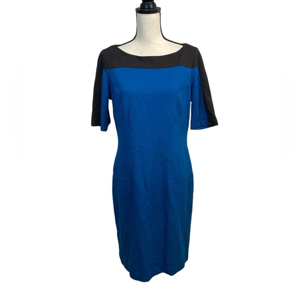 W by Worth Teal and Brown Ponte Knit Sheath Dress Size 12